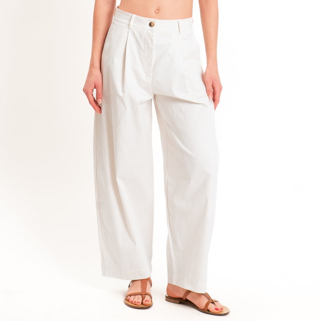 Zeroassoluto-Pantalone GENNY in cotone elasticizzato - gesso
