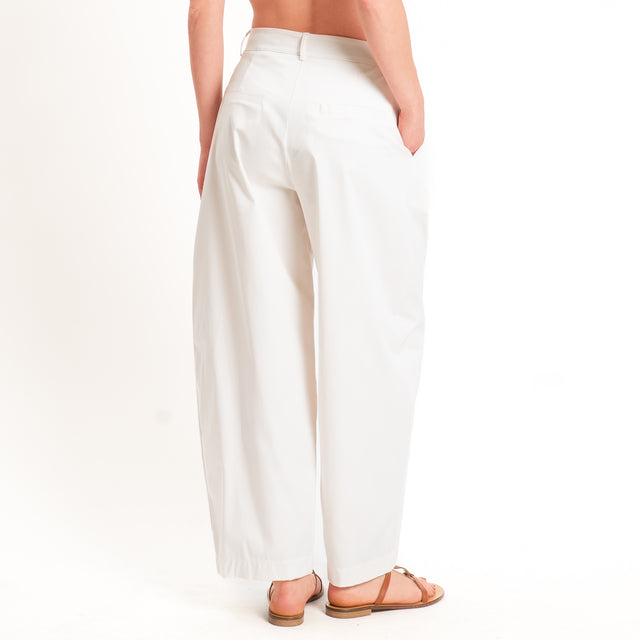 Zeroassoluto-Pantalone GENNY in cotone elasticizzato - gesso