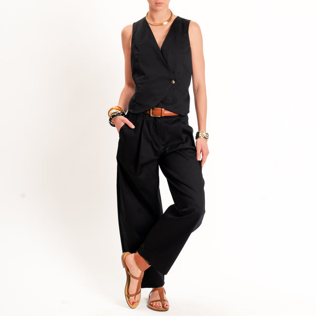 Zeroassoluto-Pantalone GENNY in cotone elasticizzato - nero
