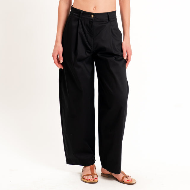 Zeroassoluto-Pantalone GENNY in cotone elasticizzato - nero