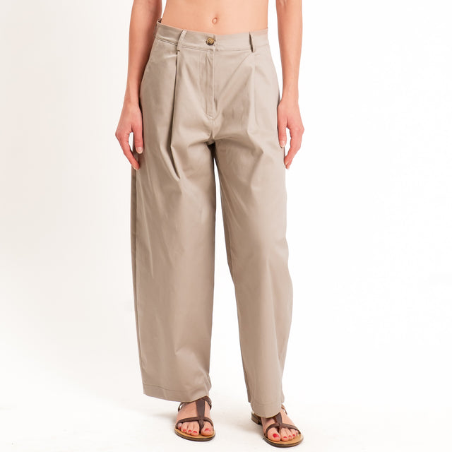 Zeroassoluto-Pantalone GENNY in cotone elasticizzato - sand
