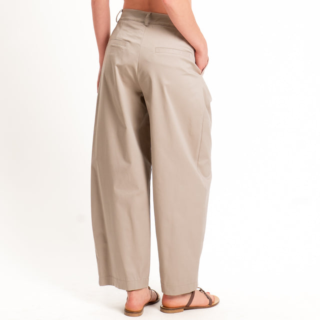 Zeroassoluto-Pantalone GENNY in cotone elasticizzato - sand