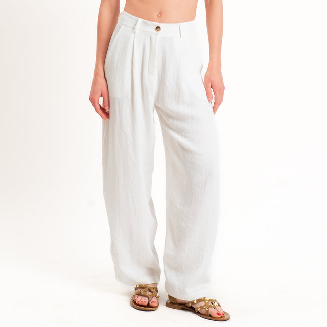Zeroassoluto-Pantalone GENNY viscosa jacquard - bianco