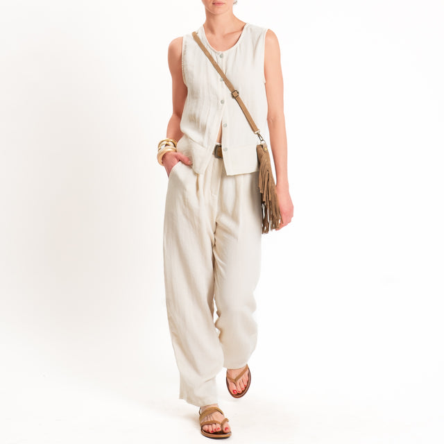 Zeroassoluto-Pantalone GENNY viscosa jacquard - burro