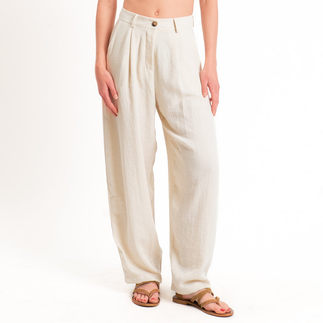 Zeroassoluto-Pantalone GENNY viscosa jacquard - burro