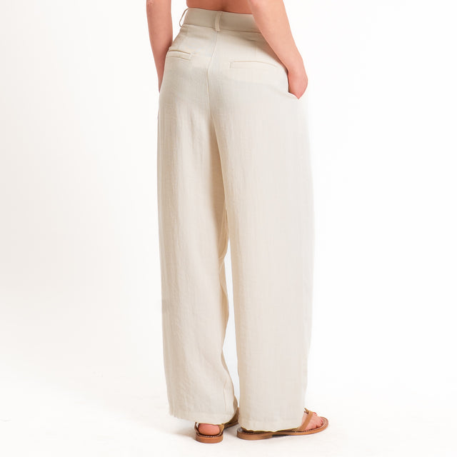 Zeroassoluto-Pantalone GENNY viscosa jacquard - burro