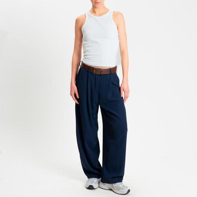 Zeroassoluto-Pantalone GENNY tessuto fluido - blu