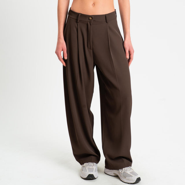 Zeroassoluto-Pantalone GENNY tessuto fluido - moro