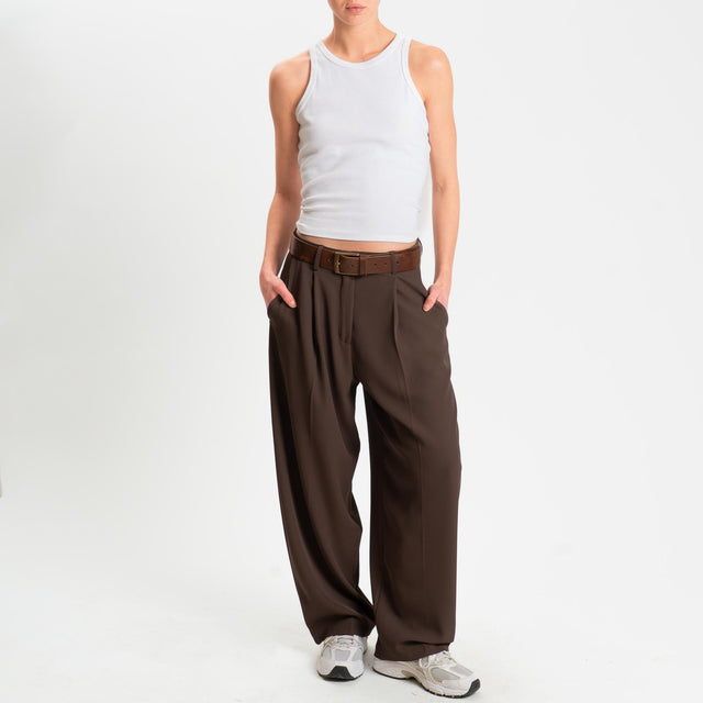 Zeroassoluto-Pantalone GENNY tessuto fluido - moro