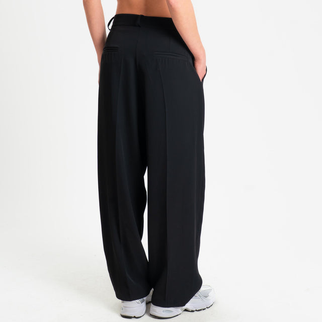 Zeroassoluto-Pantalone GENNY tessuto fluido - nero