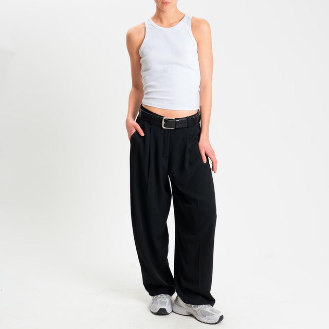 Zeroassoluto-Pantalone GENNY tessuto fluido - nero