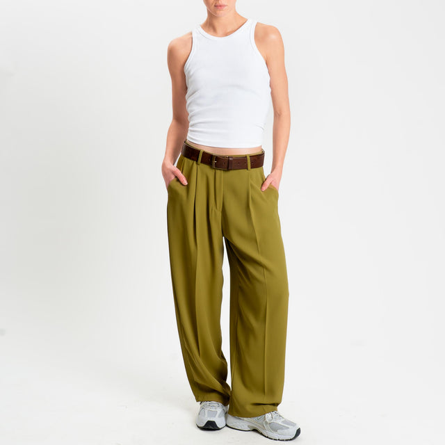 Zeroassoluto-Pantalone GENNY tessuto fluido - olio