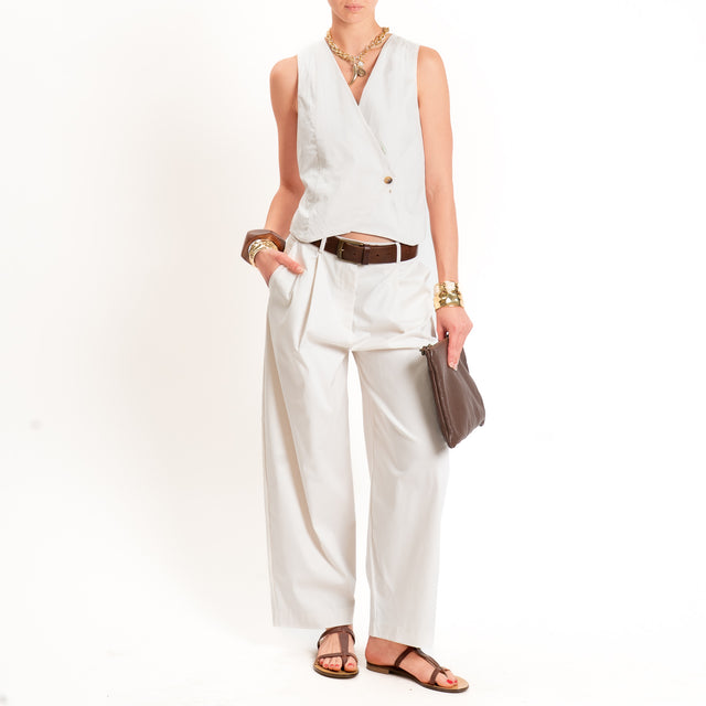 Zeroassoluto-Gilet GILLY chiusura incrociata - gesso