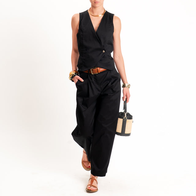 Zeroassoluto-Gilet GILLY chiusura incrociata - nero