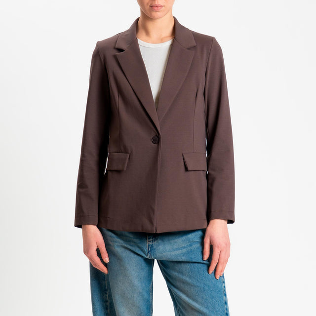 Zeroassoluto-Giacca JENNY punto milano 1 bottone- choco