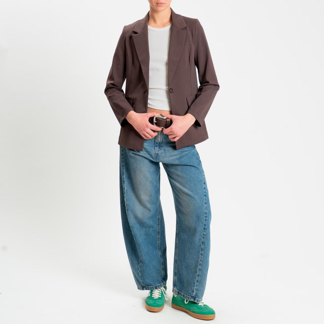 Zeroassoluto-Giacca JENNY punto milano 1 bottone- choco