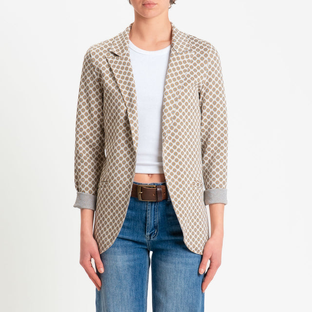 Zeroassoluto-Giacca JIN elasticizzata - ottagono lurex beige/biscotto/jeans