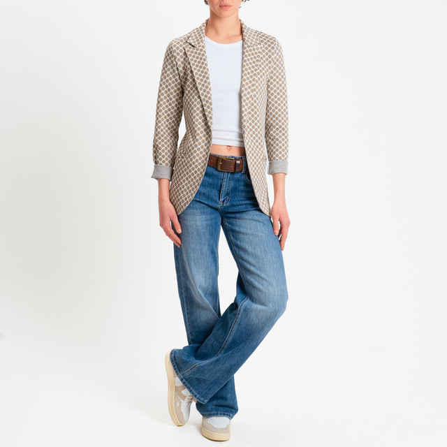 Zeroassoluto-Giacca JIN elasticizzata - ottagono lurex beige/biscotto/jeans