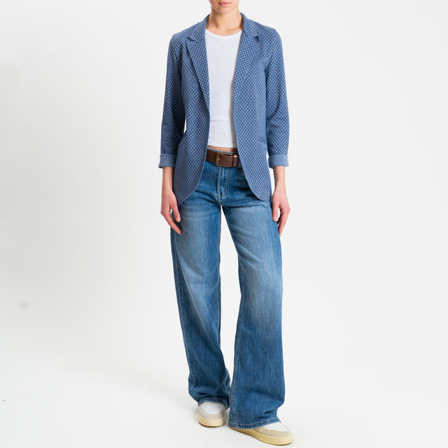 Zeroassoluto-Giacca JIN elasticizzata - fiori lurex blu/jeans/argento
