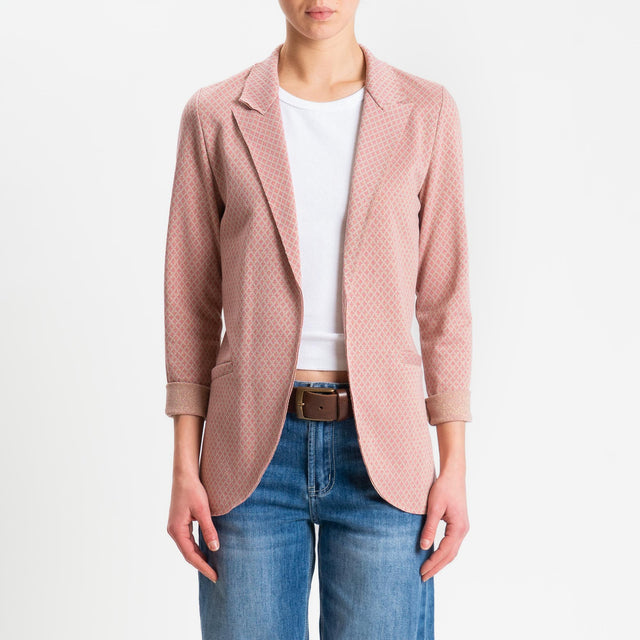 Zeroassoluto-Giacca JIN elasticizzata - fiori lurex cipria/bubble/gold