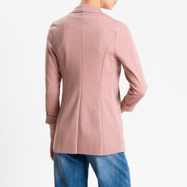 Zeroassoluto-Giacca JIN elasticizzata - fiori lurex cipria/bubble/gold