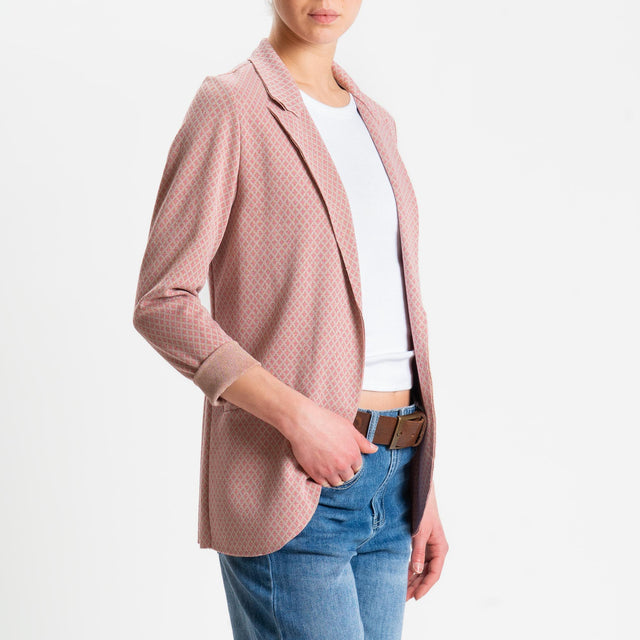 Zeroassoluto-Giacca JIN elasticizzata - fiori lurex cipria/bubble/gold