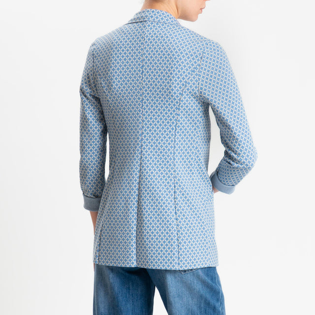 Zeroassoluto-Giacca JIN elasticizzata - fiori lurex latte/azzurro/argento