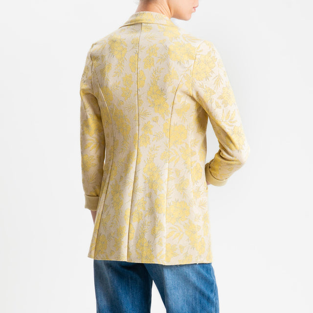 Zeroassoluto-Giacca JIN elasticizzata - floreale lurex sand/yellow/argento