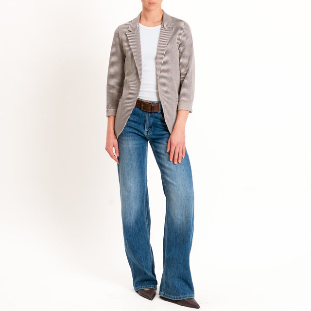 Zeroassoluto-Giacca JIN elasticizzata - gessato lurex latte/choco