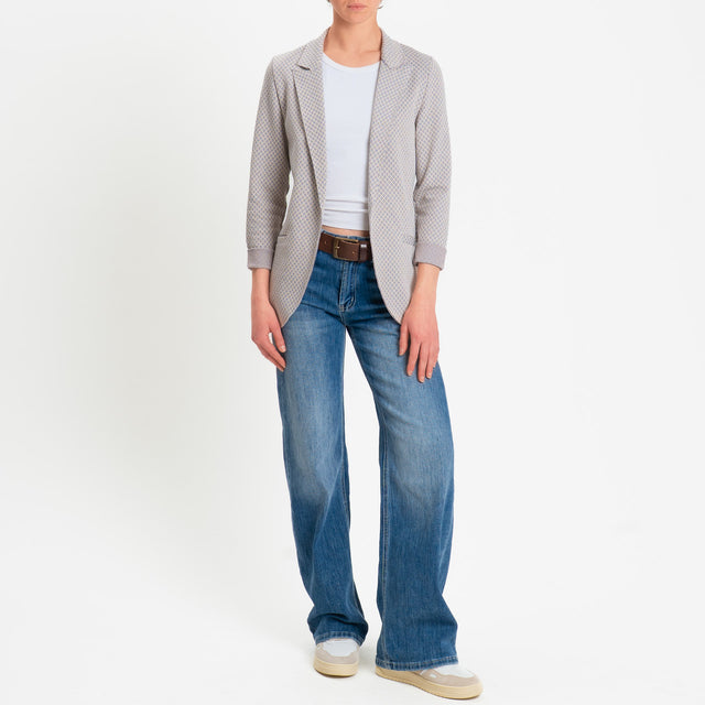 Zeroassoluto-Giacca JIN elasticizzata - fiori lurex burro/jeans/rame