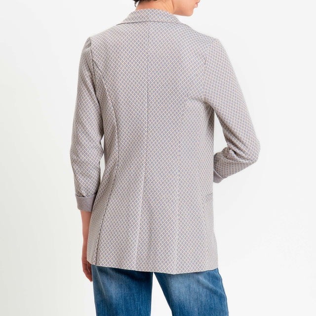 Zeroassoluto-Giacca JIN elasticizzata - fiori lurex burro/jeans/rame