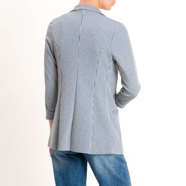 Zeroassoluto-Giacca JIN elasticizzata - gessato lurex latte/jeans