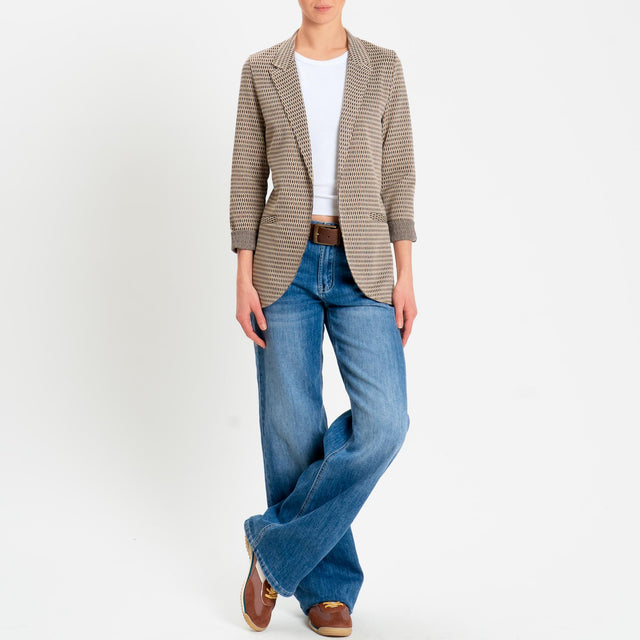 Zeroassoluto-Giacca JIN elasticizzata - marocco lurex beige/choco/piombo