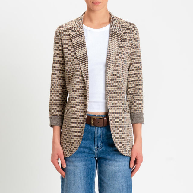 Zeroassoluto-Giacca JIN elasticizzata - marocco lurex beige/choco/piombo