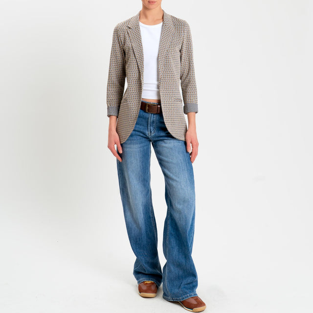Zeroassoluto-Giacca JIN elasticizzata - marocco lurex beige/jeans/biscotto