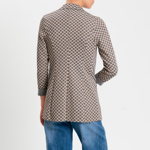 Zeroassoluto-Giacca JIN elasticizzata - ottagono lurex beige/biscotto/jeans