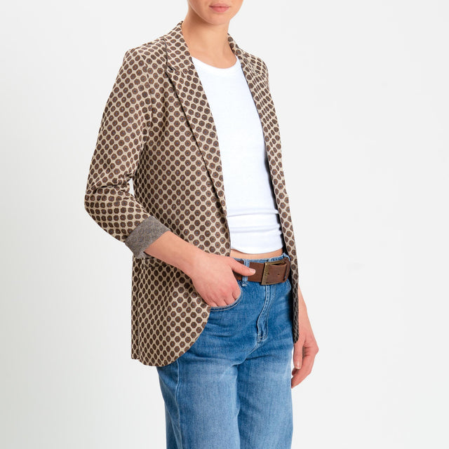Zeroassoluto-Giacca JIN elasticizzata - ottagono lurex beige/choco/piombo