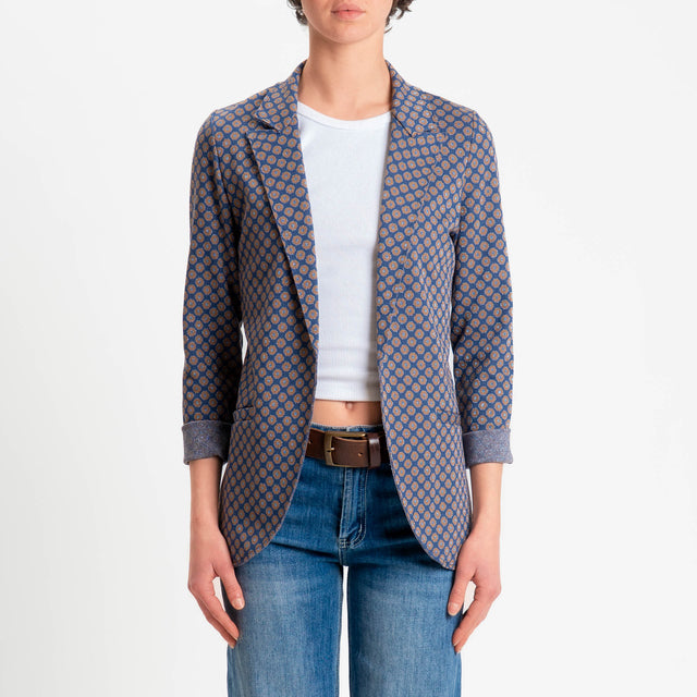 Zeroassoluto-Giacca JIN elasticizzata - ottagono lurex blu/biscotto/jeans