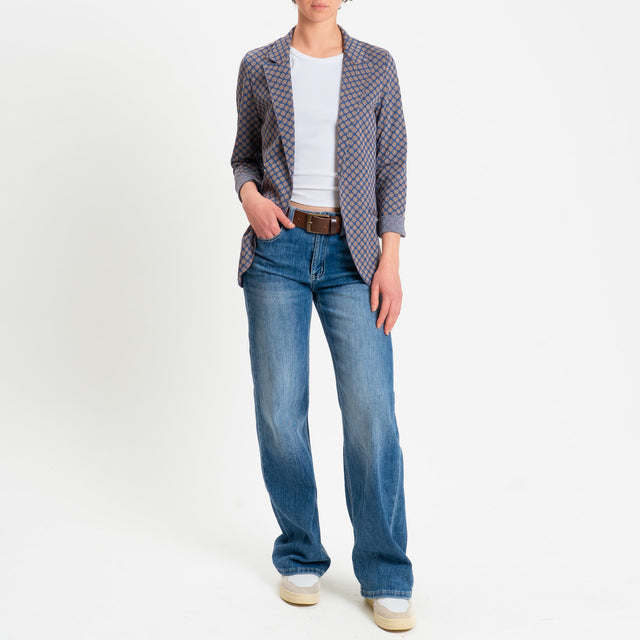 Zeroassoluto-Giacca JIN elasticizzata - ottagono lurex blu/biscotto/jeans
