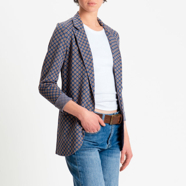 Zeroassoluto-Giacca JIN elasticizzata - ottagono lurex blu/biscotto/jeans