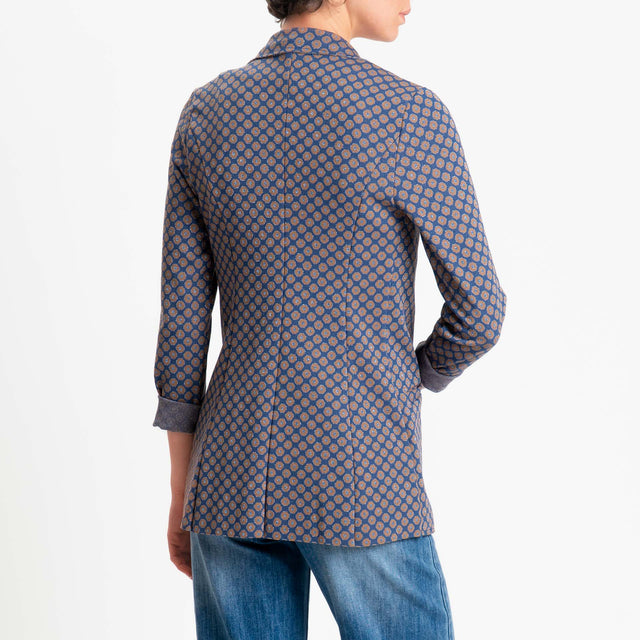 Zeroassoluto-Giacca JIN elasticizzata - ottagono lurex blu/biscotto/jeans