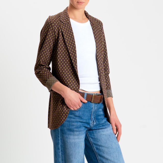 Zeroassoluto-Giacca JIN elasticizzata - pois lurex moro/olio/jeans