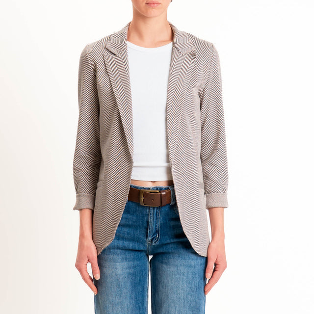 Zeroassoluto-Giacca JIN elasticizzata - resca lurex latte/choco