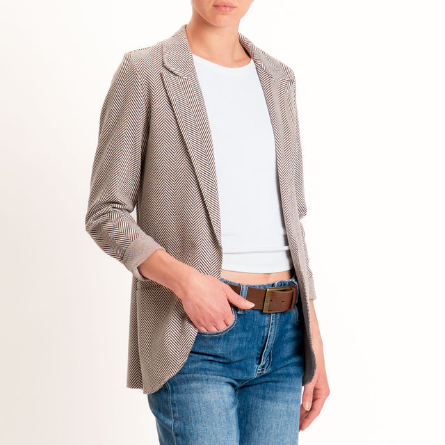 Zeroassoluto-Giacca JIN elasticizzata - resca lurex latte/choco
