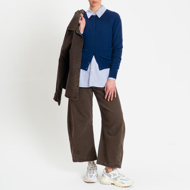 Zeroassoluto-Pantalone LENNY barrel cotone acid washed - choco