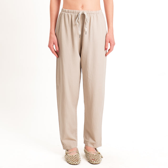 Zeroassoluto-Pantalone LERRY misto lino con coulisse - sand