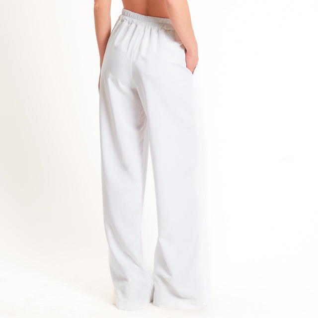 Zeroassoluto-Pantalone LESLEY misto lino wide leg - bianco