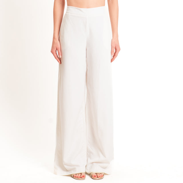 Zeroassoluto-Pantalone LESLEY misto lino wide leg - burro