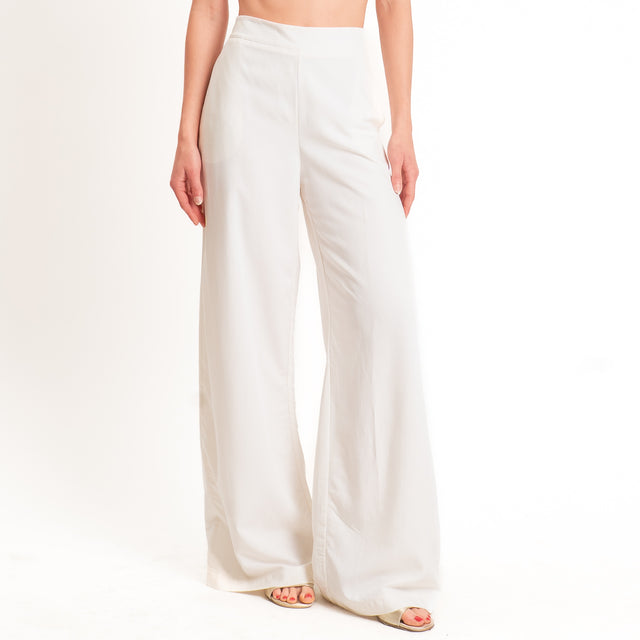 Zeroassoluto-Pantalone LESLEY misto lino wide leg - burro