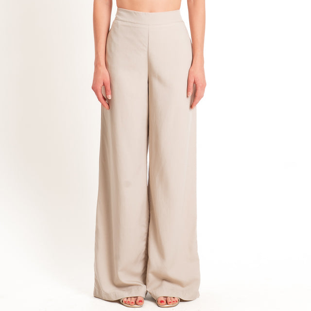 Zeroassoluto-Pantalone LESLEY misto lino wide leg - desert